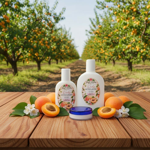 Apricot & Tsubaki moisturiser with apricots and blossoms